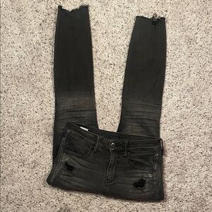 American Eagle Next Level Stretch Black Distressed Jean Size 6